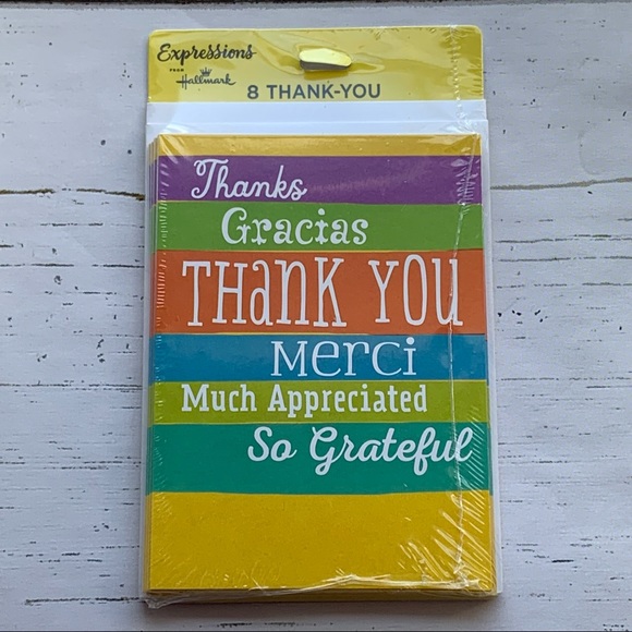 Hallmark Office 44 8pk Hallmark Expressions Thank You Note Cards Blank Inside New Sealed